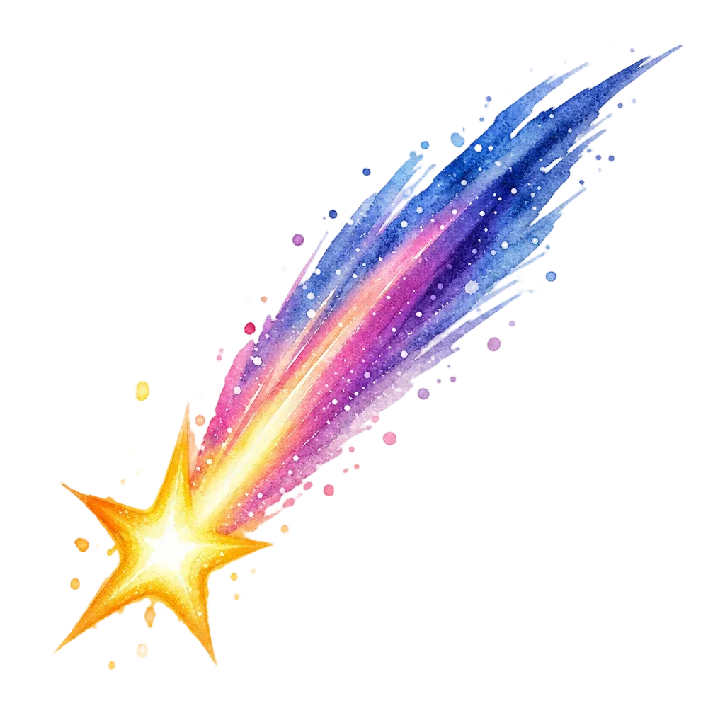 Bright Shooting Star Watercolor — free clip art