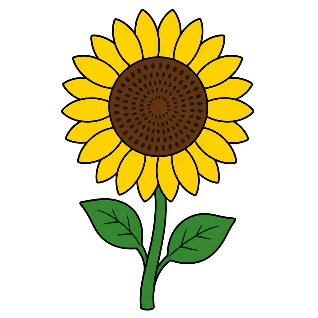 Bright Yellow Sunflower with Brown Center — free clip art