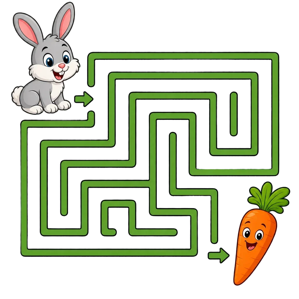 Bunny Maze Worksheet - Carrot Activity — free clip art