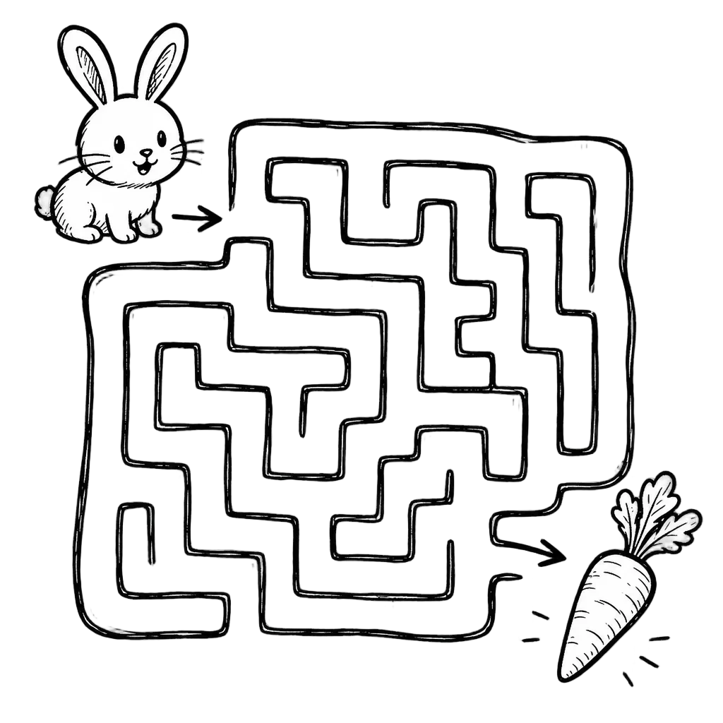Bunny Maze Worksheet - Find the Carrot — free clip art