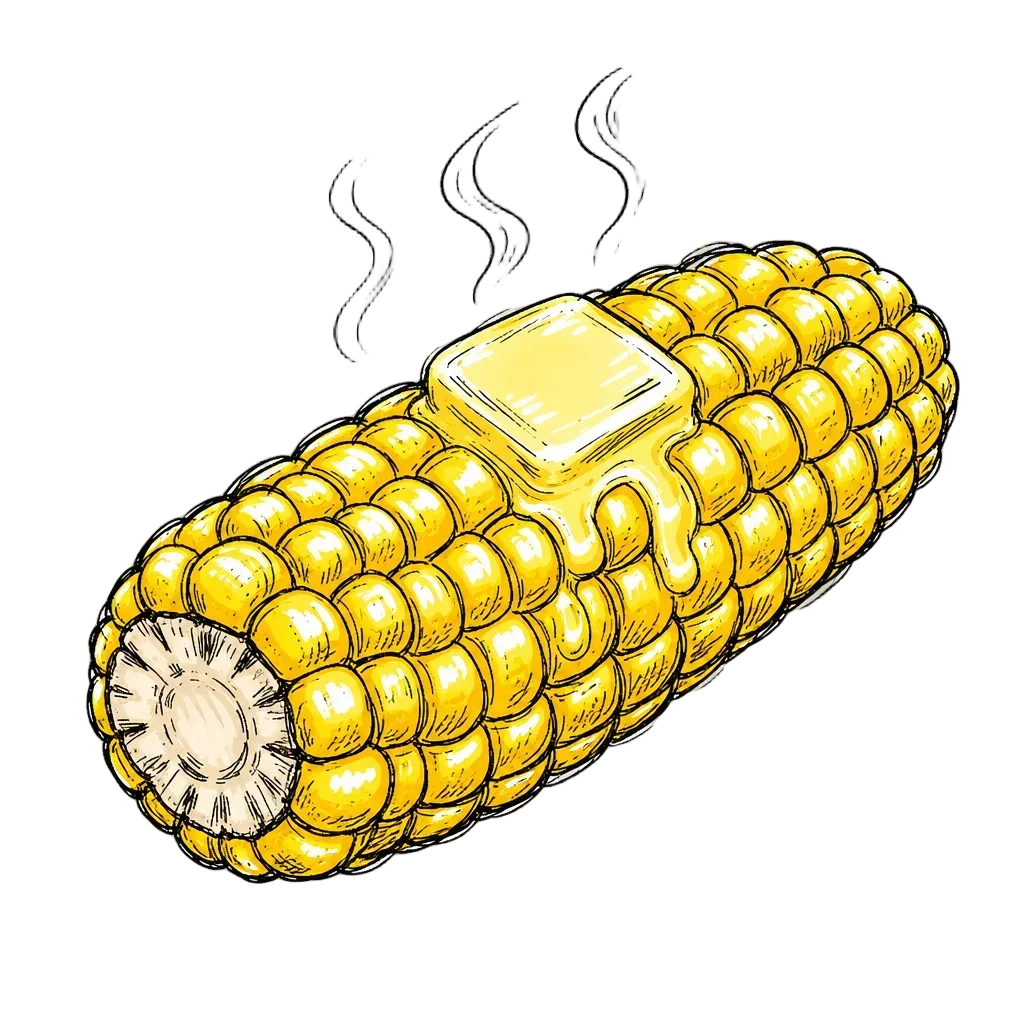 Buttered Corn on the Cob Doodle — free clip art