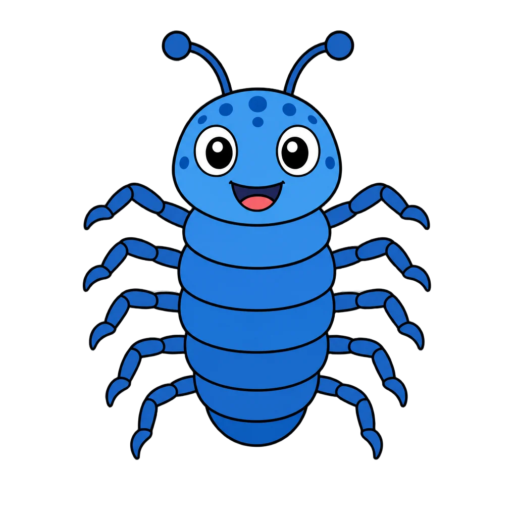 Cartoon Blue Bug Creature — free clip art