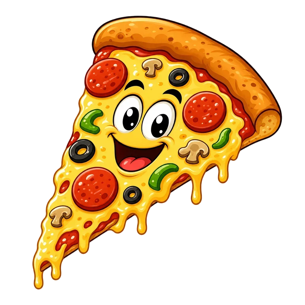 Cartoon Pizza Slice with Melting Cheese — free clip art