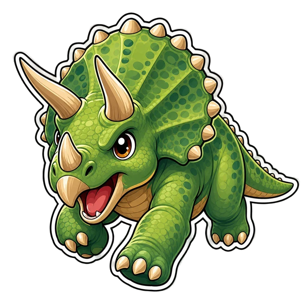 Charging Triceratops Sticker — free clip art