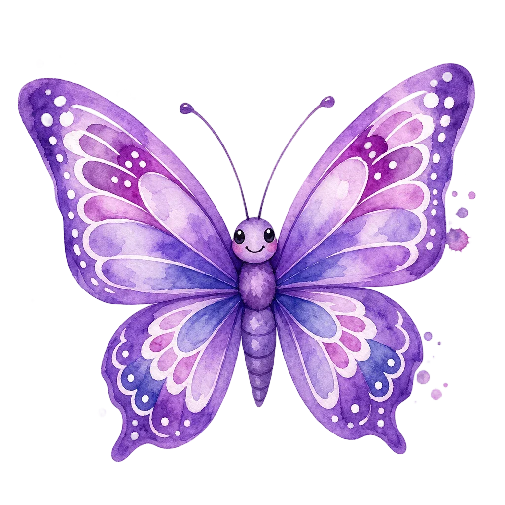 Cheerful Purple Butterfly Watercolor Art — free clip art