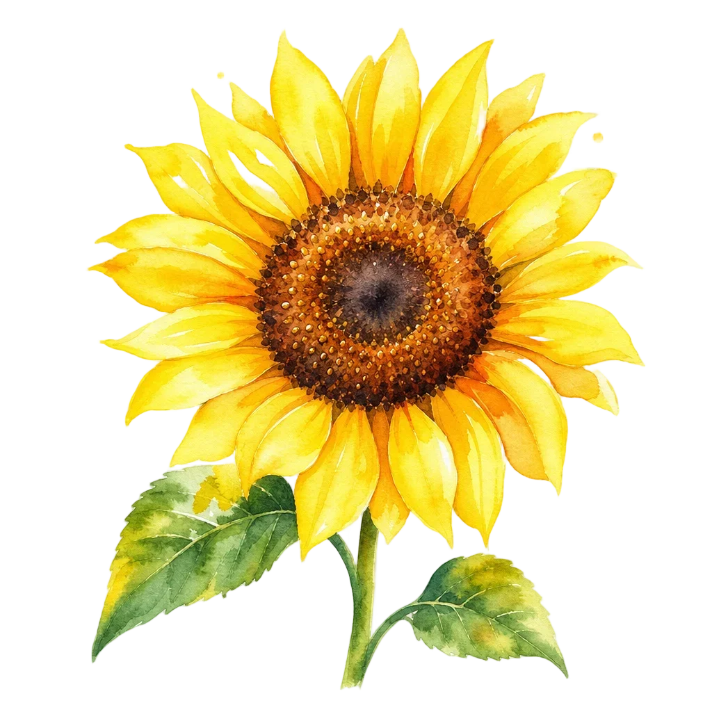Cheerful Watercolor Sunflower — free clip art