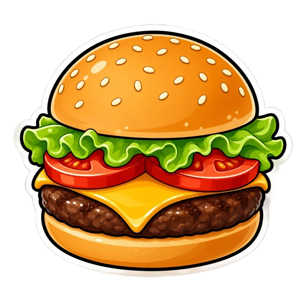 Classic Cheeseburger Sticker — free clip art