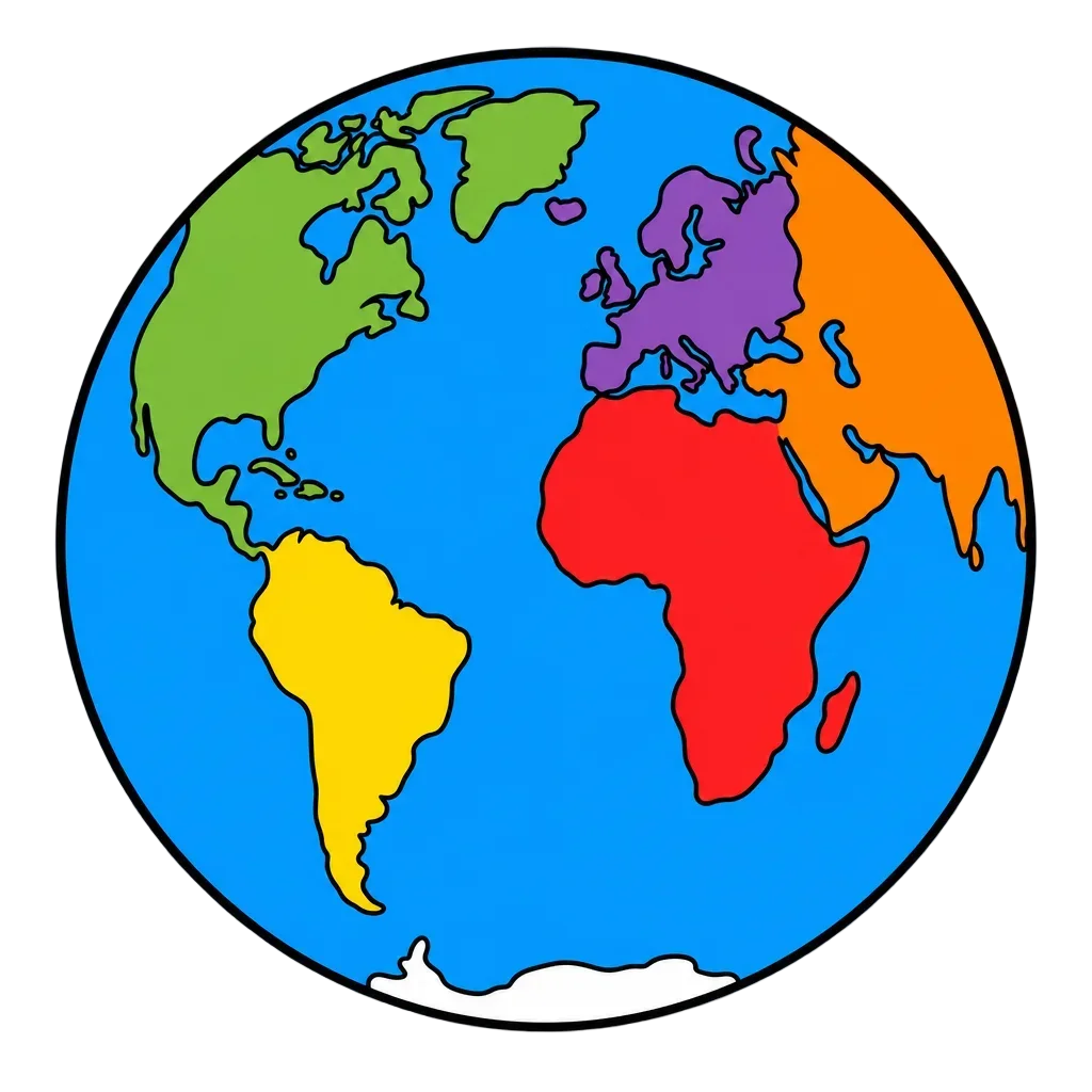 Colorful Flat Earth Globe — free clip art