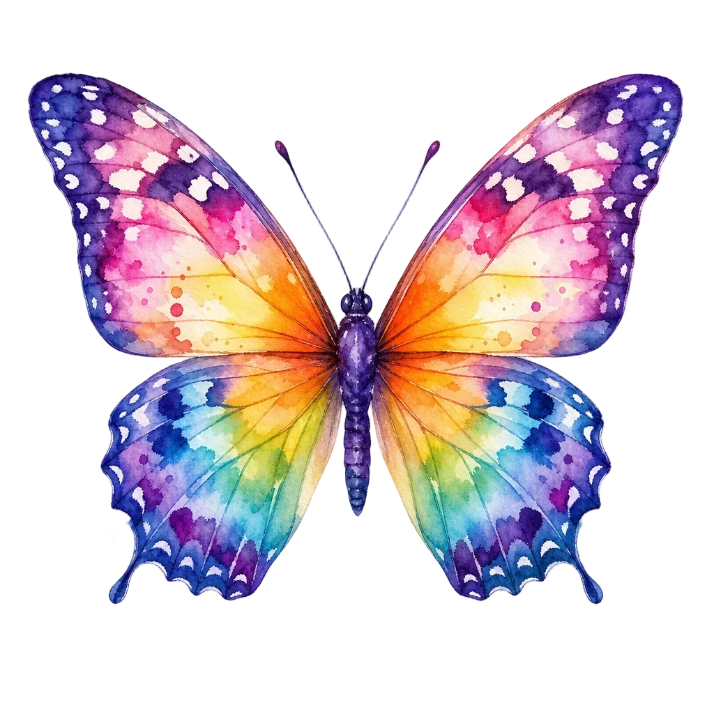 Colorful Watercolor Butterfly — free clip art