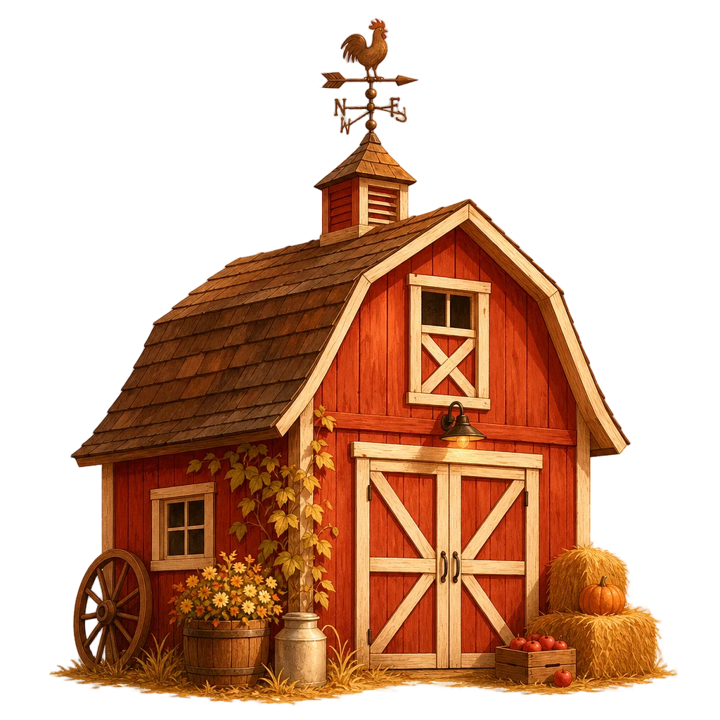 Cozy Red Barn Weathervane — free clip art