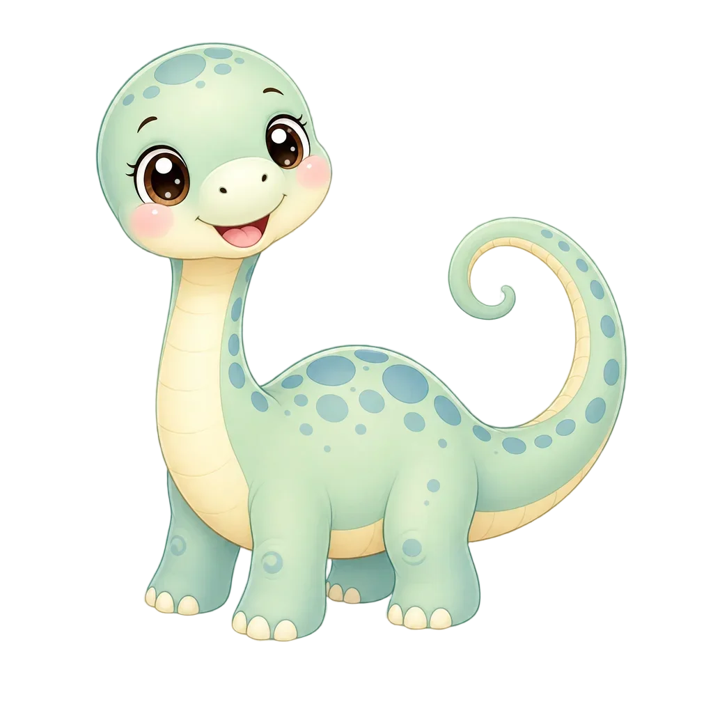 Cute Baby Diplodocus Kawaii Character — free clip art