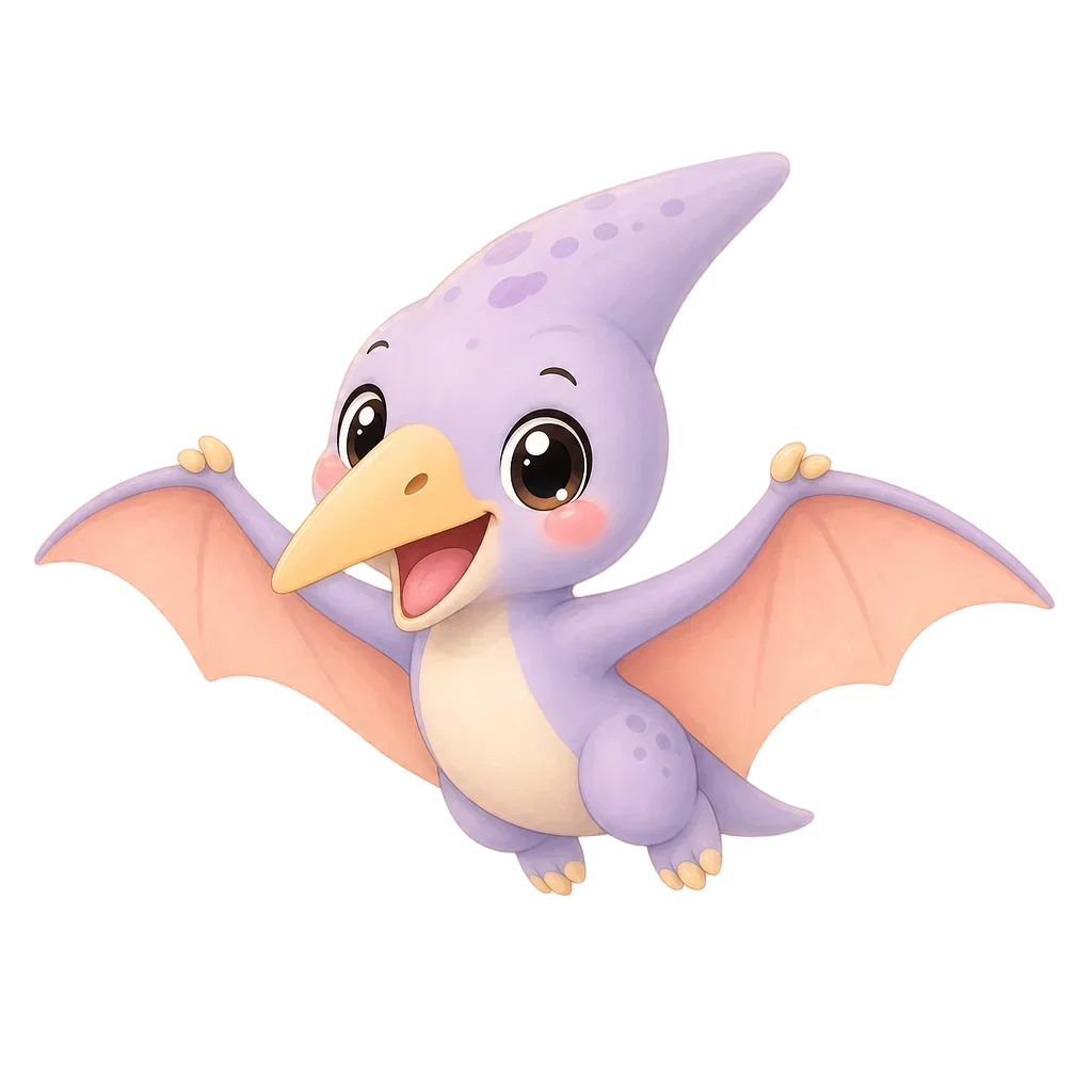 Cute Baby Pterodactyl Kawaii Character — free clip art