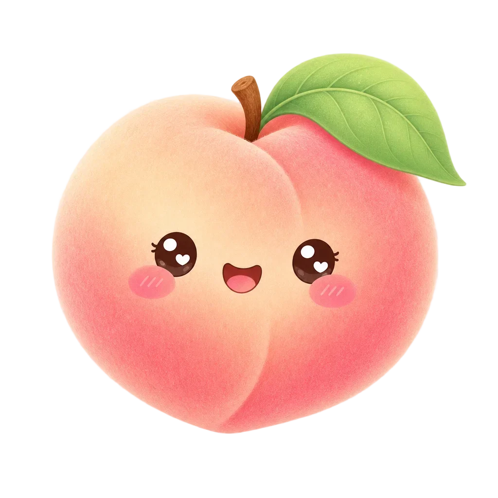 Cute Fuzzy Peach with Kawaii Blush — free clip art