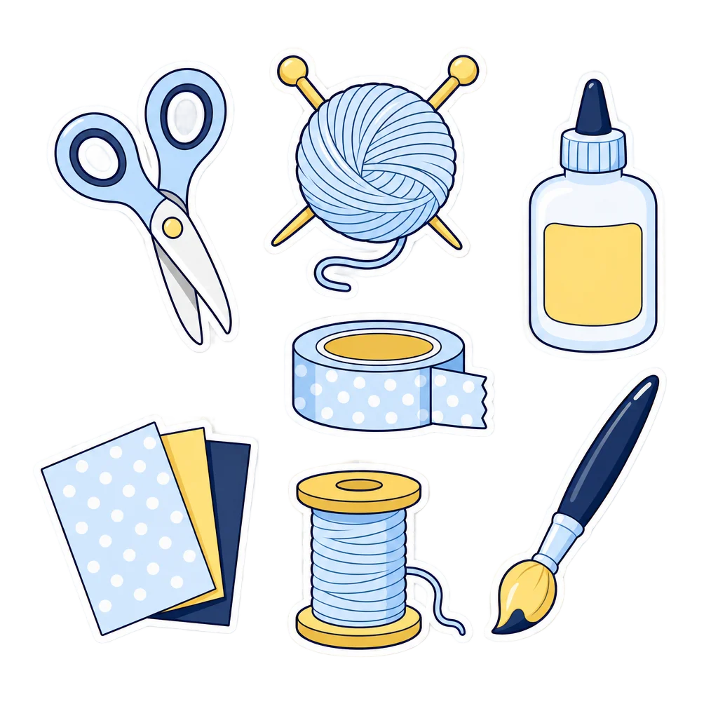 Cute Hand-Drawn Crafting Materials — free clip art