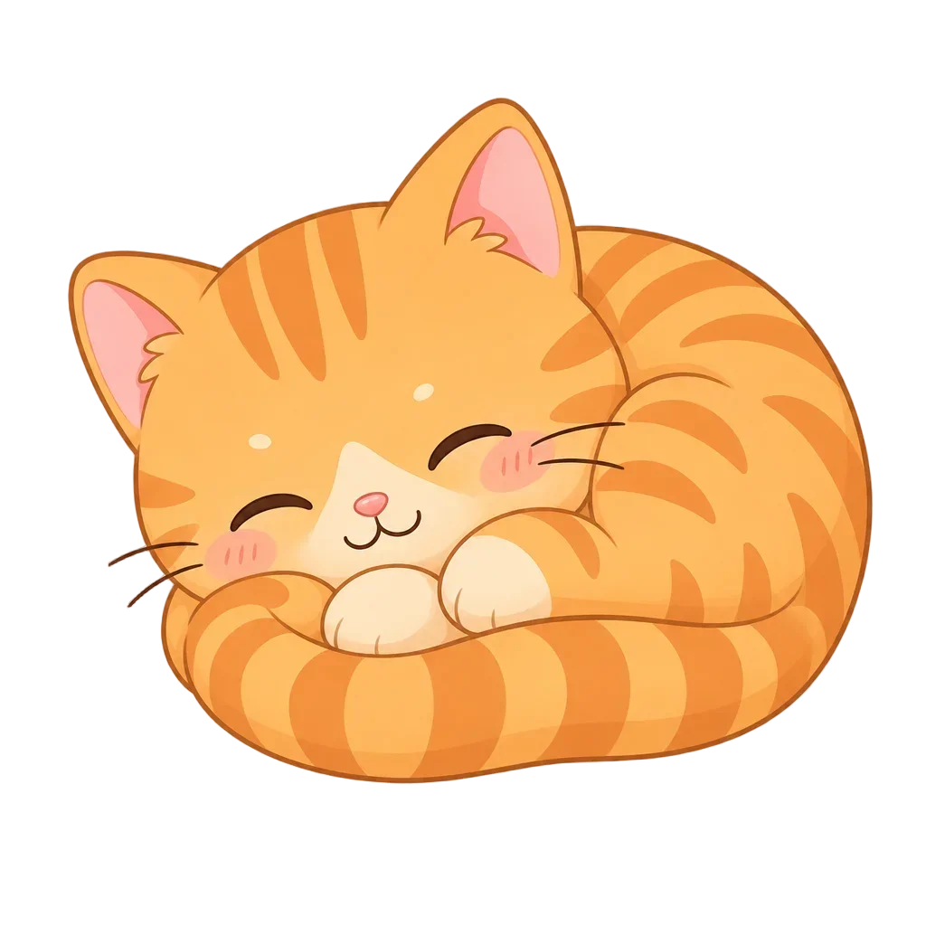 Cute Orange Tabby Cat Sleeping - Kawaii Style — free clip art