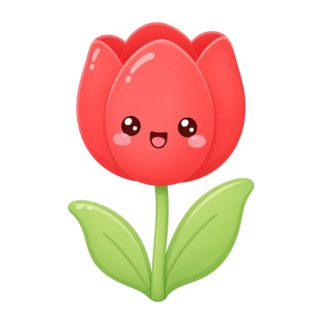 Cute Red Tulip Kawaii Clip-Art — free clip art