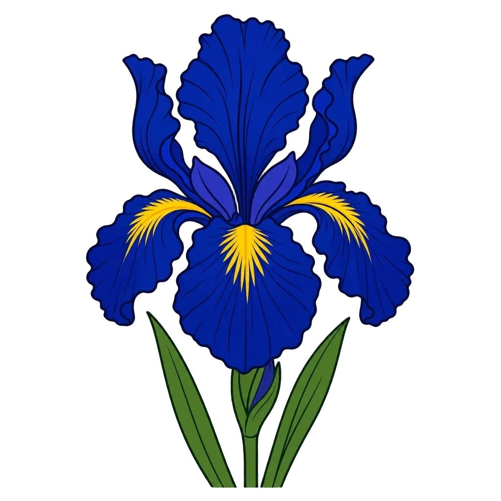 Deep Blue Iris with Yellow Accents — free clip art