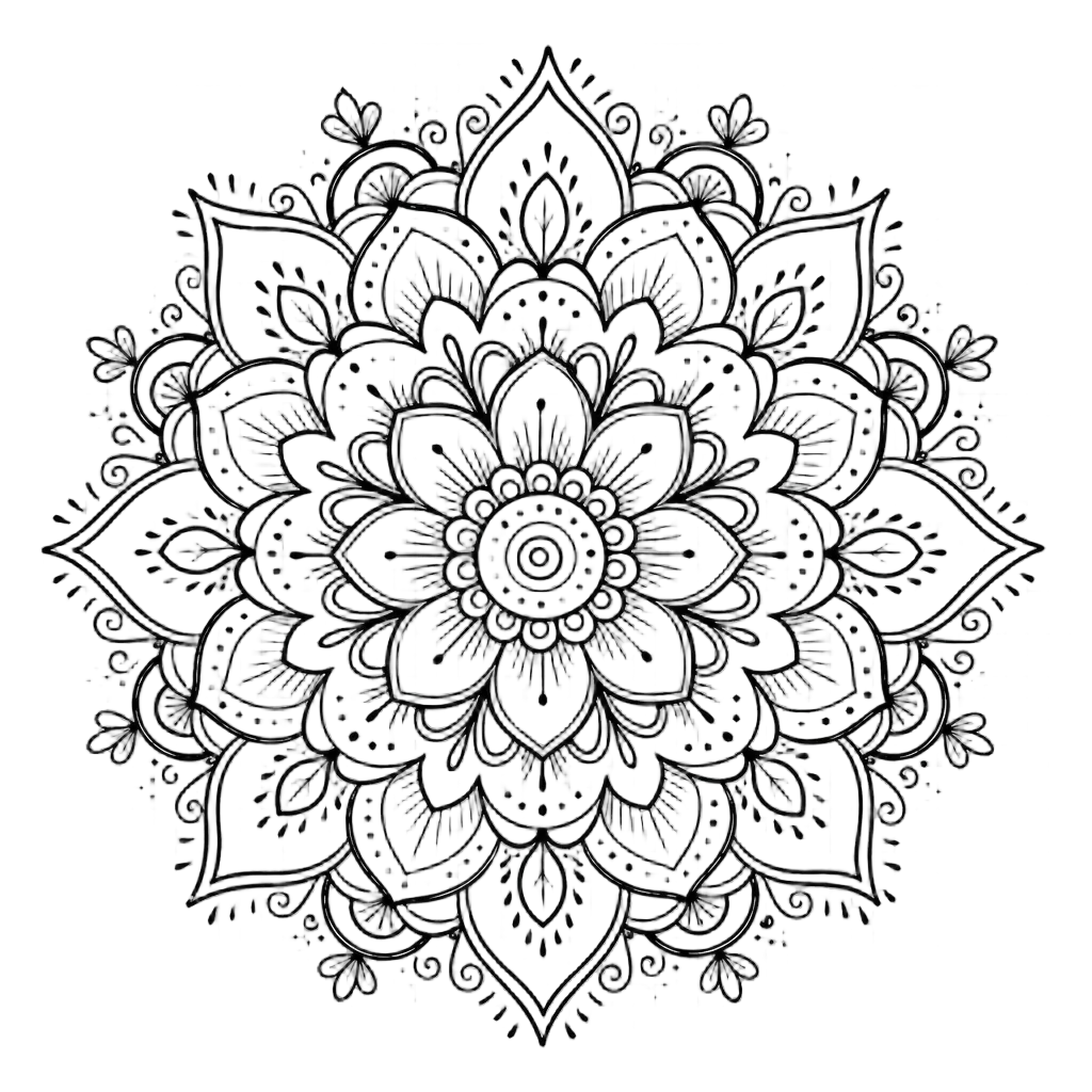 Detailed Floral Mandala Doodle — free clip art