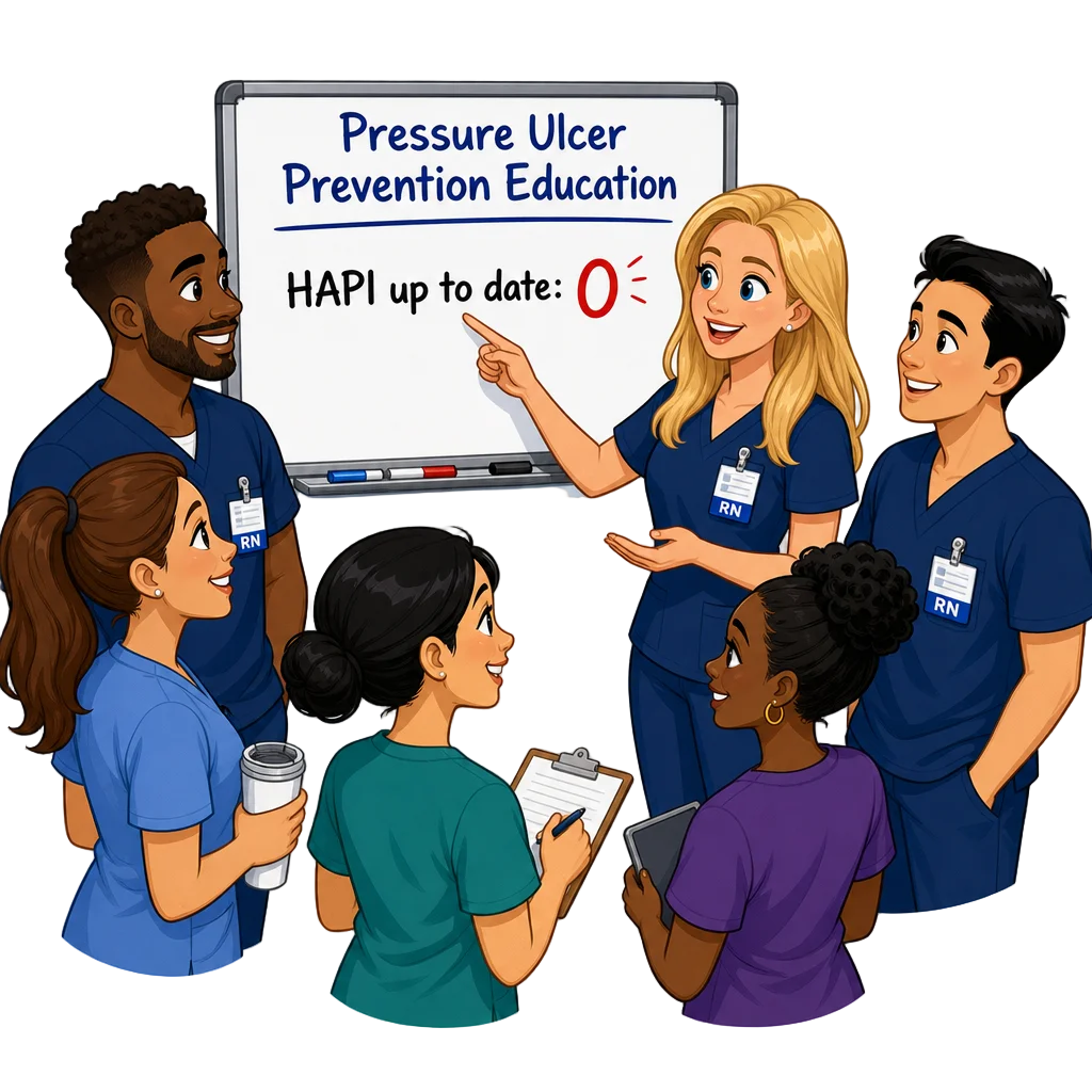 Diverse Nurses Huddle for Ulcer Prevention — free clip art