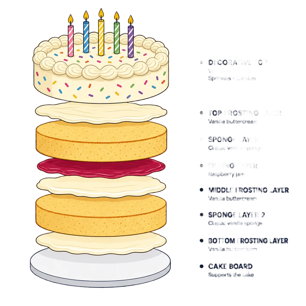Exploded Diagram Birthday Cake prompt example