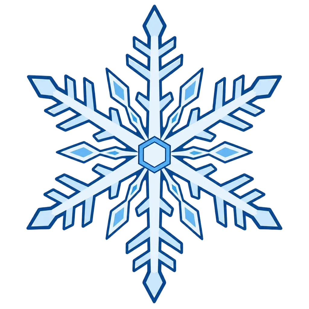 Flat Snowflake with Six-Fold Symmetry — free clip art