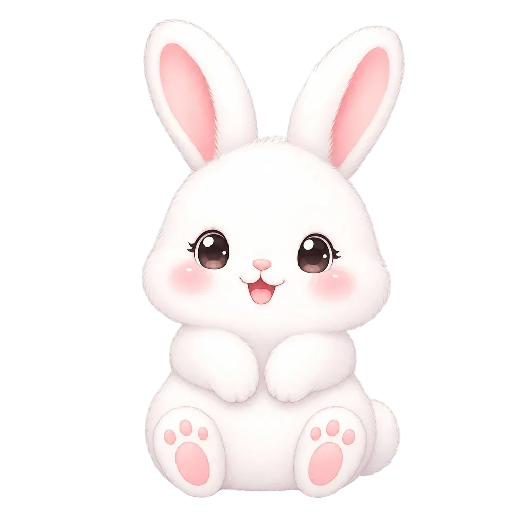 Cute Fluffy White Bunny Rabbit Kawaii — free clip art