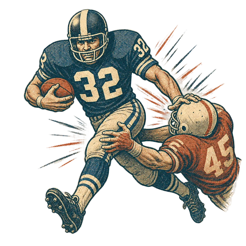 Football Player Breaking Tackle — free clip art