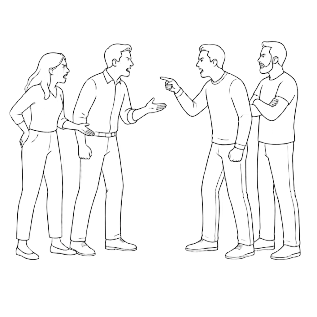 Four Adults Arguing Outline — free clip art
