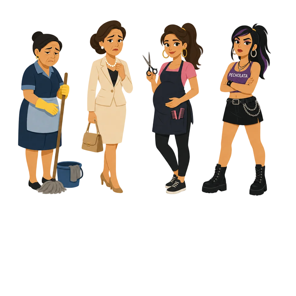 Four Hispanic Women Minimalist — free clip art