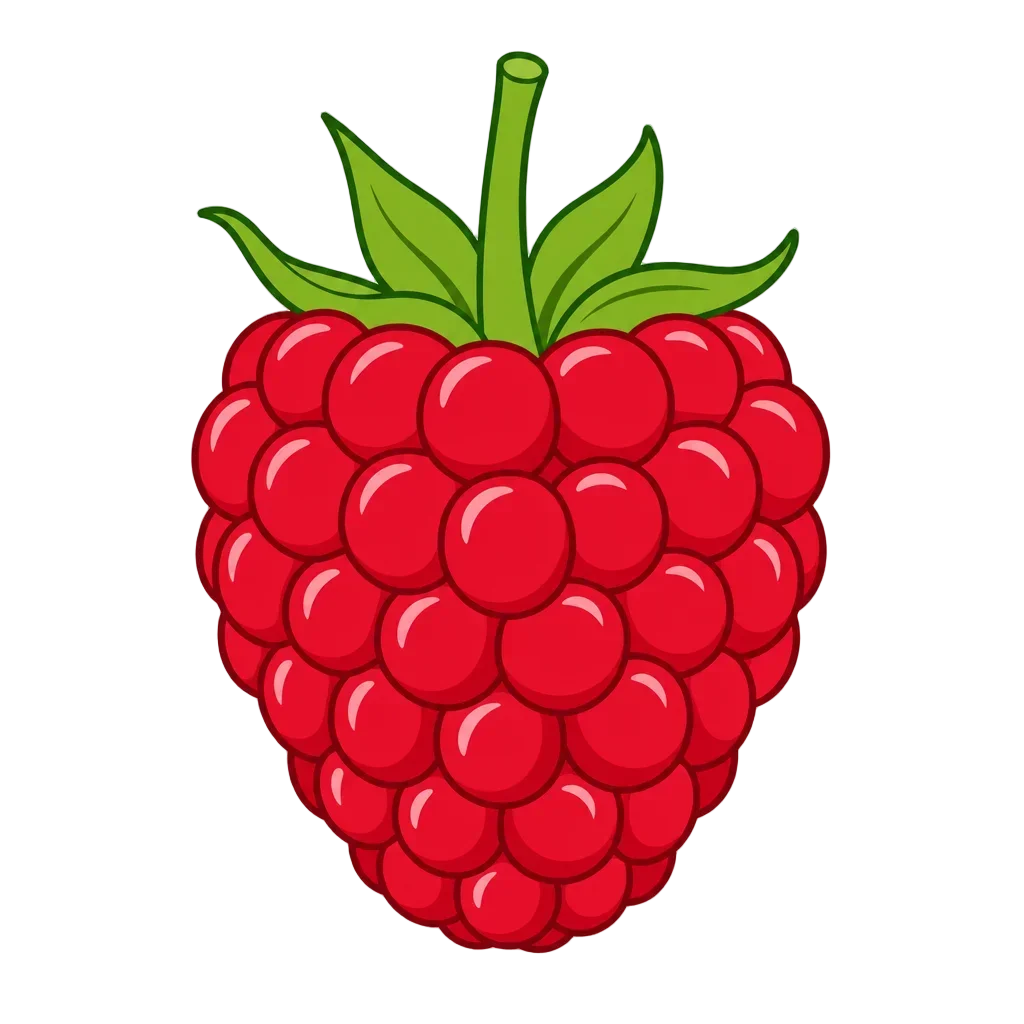 Fresh Raspberry with Red Drupelets — free clip art