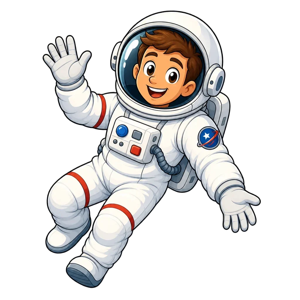 Friendly Astronaut Floating in Space Suit — free clip art