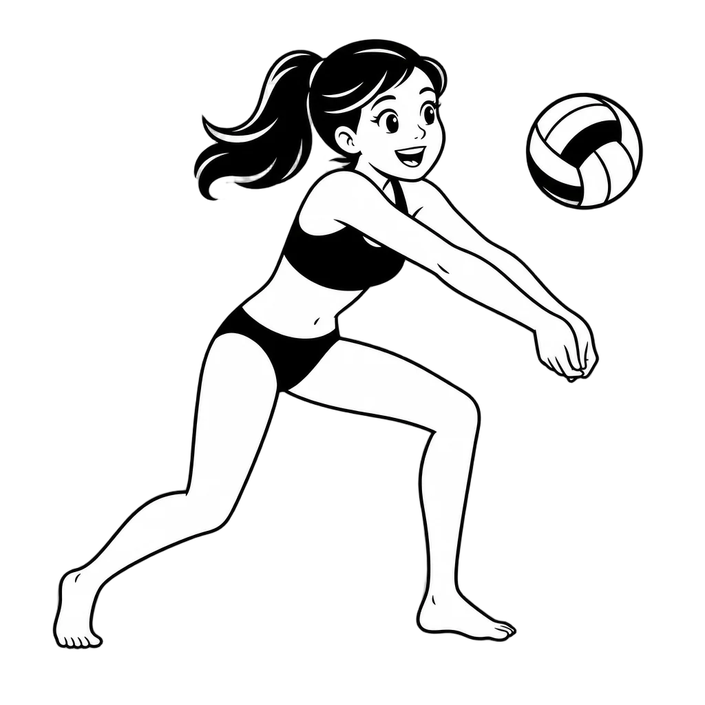 Girl Playing Beach Volleyball — free clip art