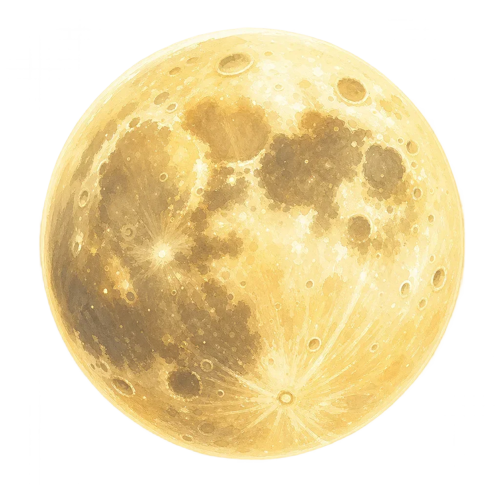 Glowing Full Moon with Craters - Storybook Style — free clip art