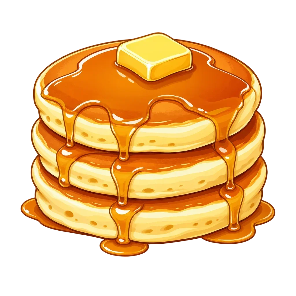 Golden Fluffy Pancakes with Maple Syrup — free clip art