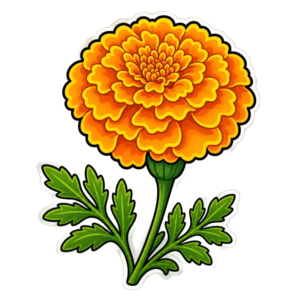 Golden Marigold Sticker — free clip art