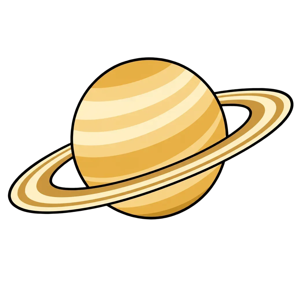 Golden Saturn Planet with Rings — free clip art