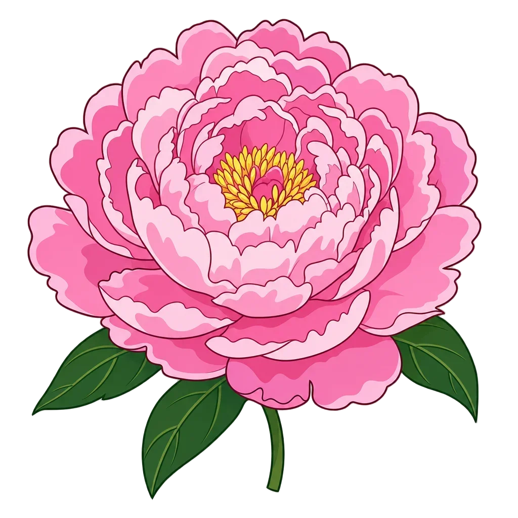 Graceful Pink Peony Fully Open — free clip art