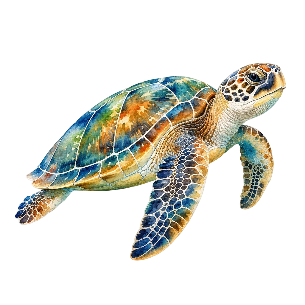 Graceful Sea Turtle Watercolor — free clip art