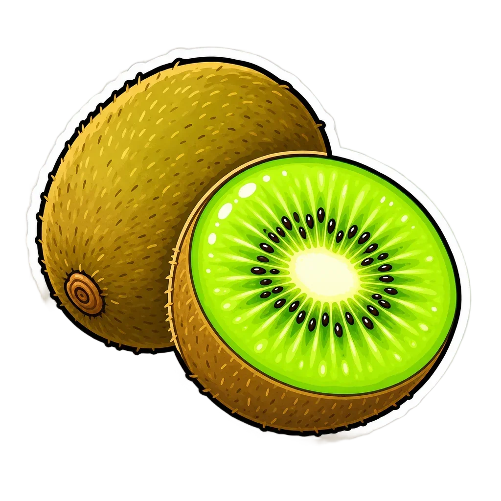 Green Kiwi Slice Sticker — free clip art