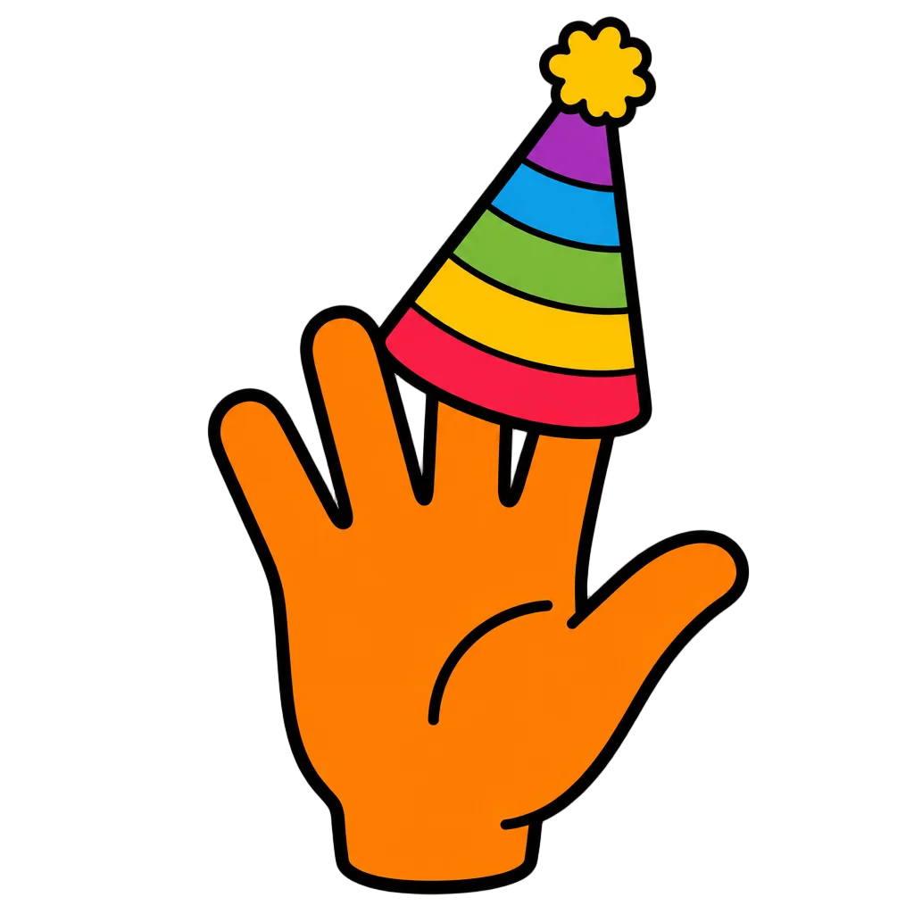 Hand Celebrating with Birthday Hat — thanksgiving clip art