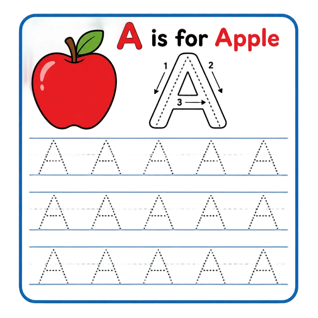 Handwriting Practice Sheet - Dotted Letter A — free clip art