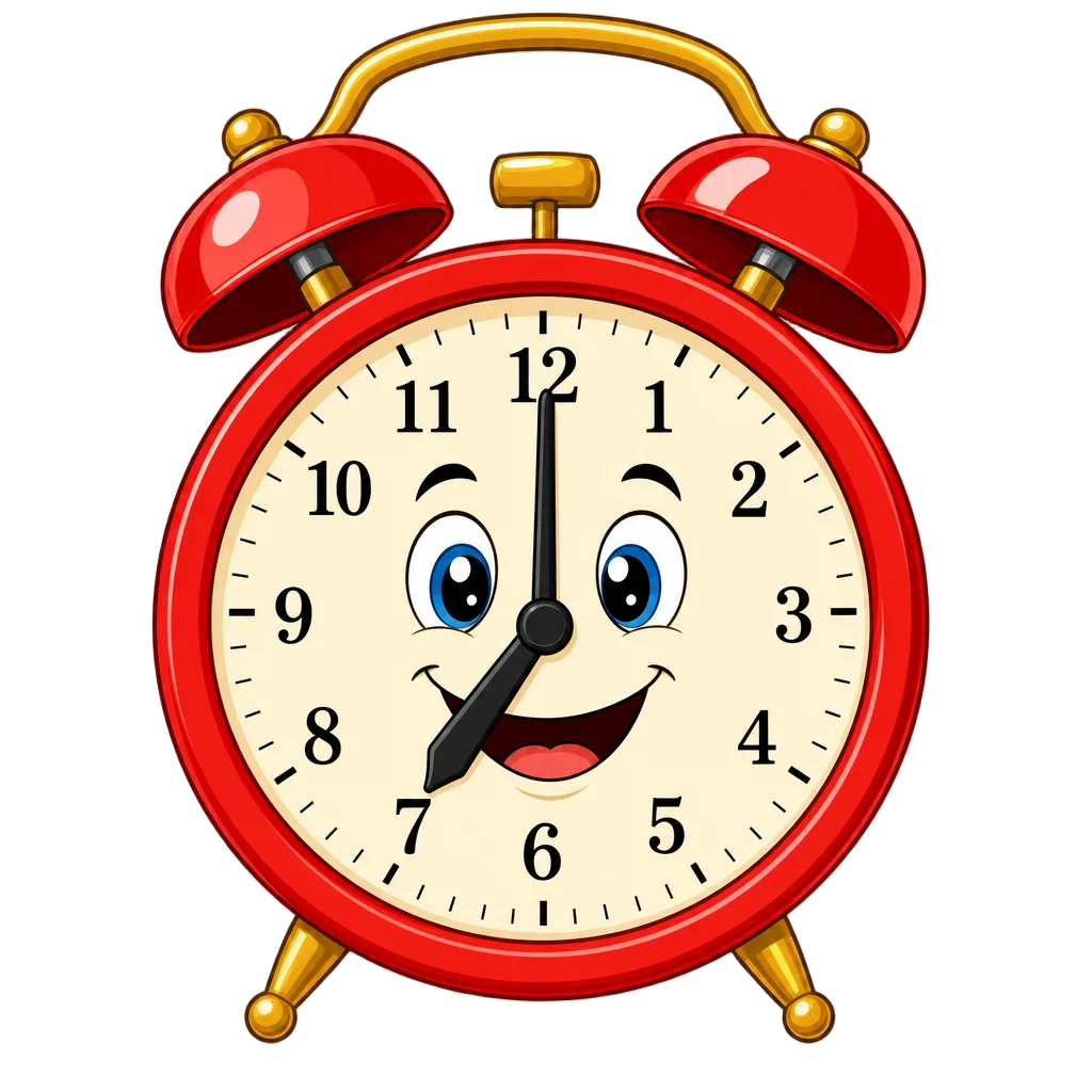 Happy Cartoon Alarm Clock — free clip art