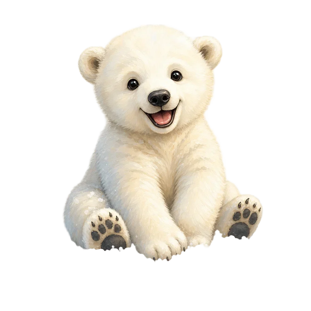 Happy Polar Bear Cub in Snow — free clip art