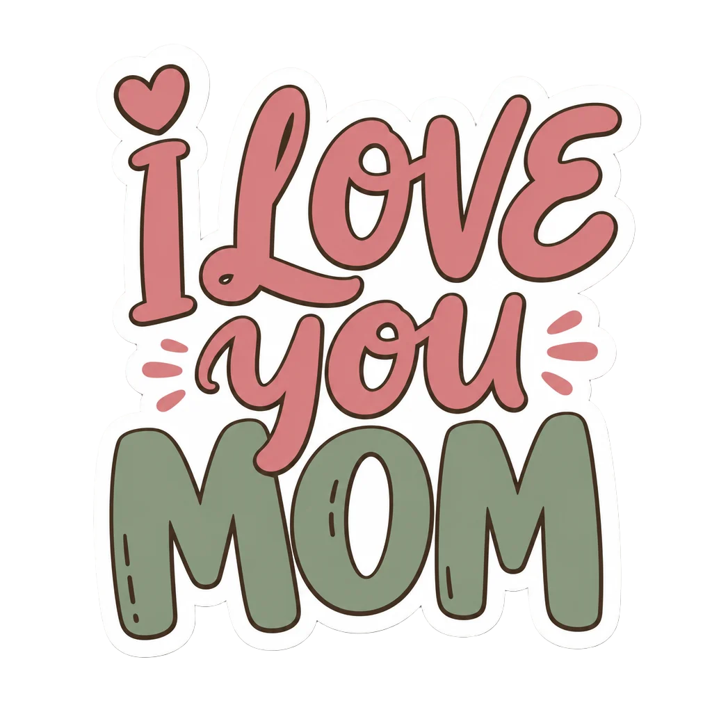 I Love You Mom Hand-Lettered Sticker — free clip art