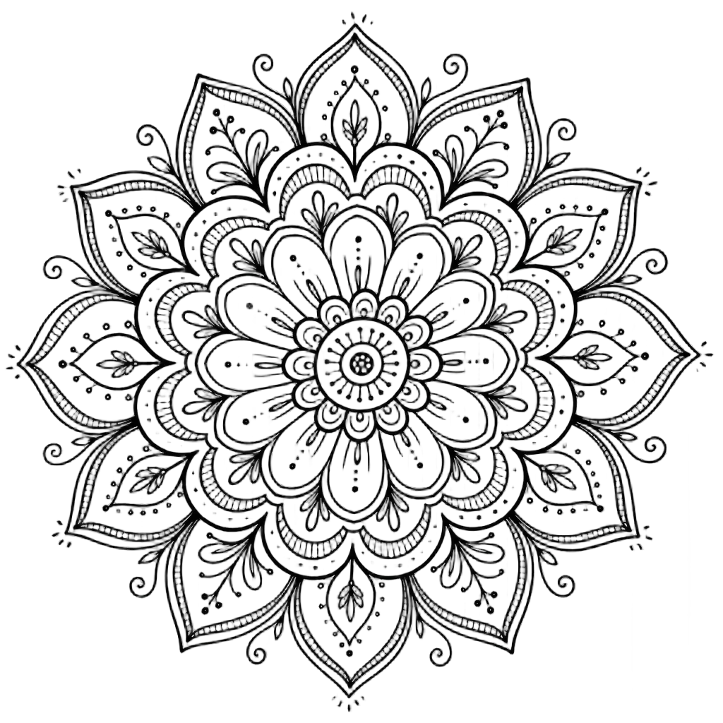 Intricate Floral Mandala Doodle Art — free clip art
