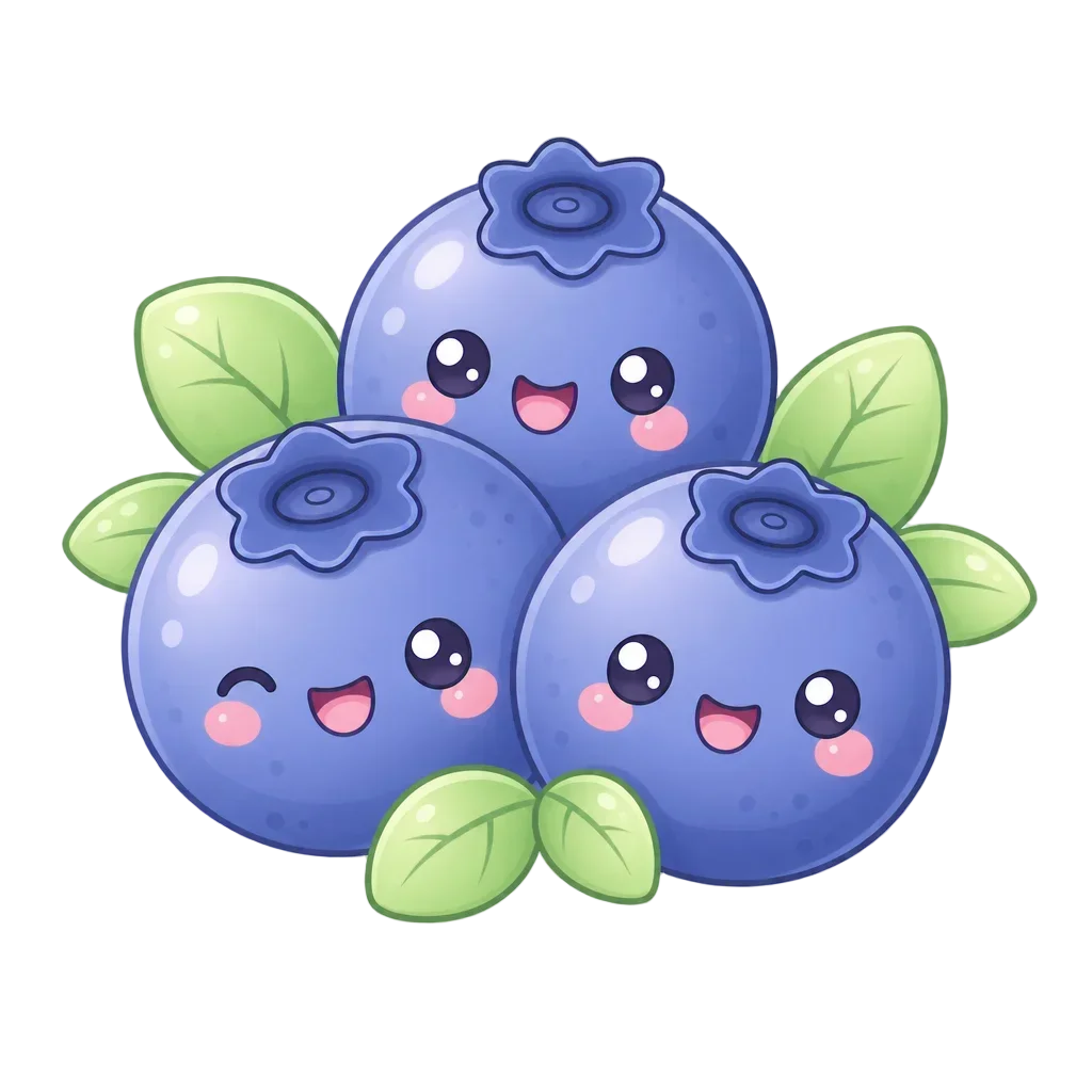 Cute Ripe Blueberry Cluster with Leaves — free clip art