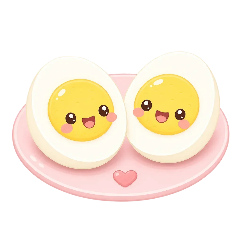 Cute Kawaii Hard Boiled Egg Half — free clip art