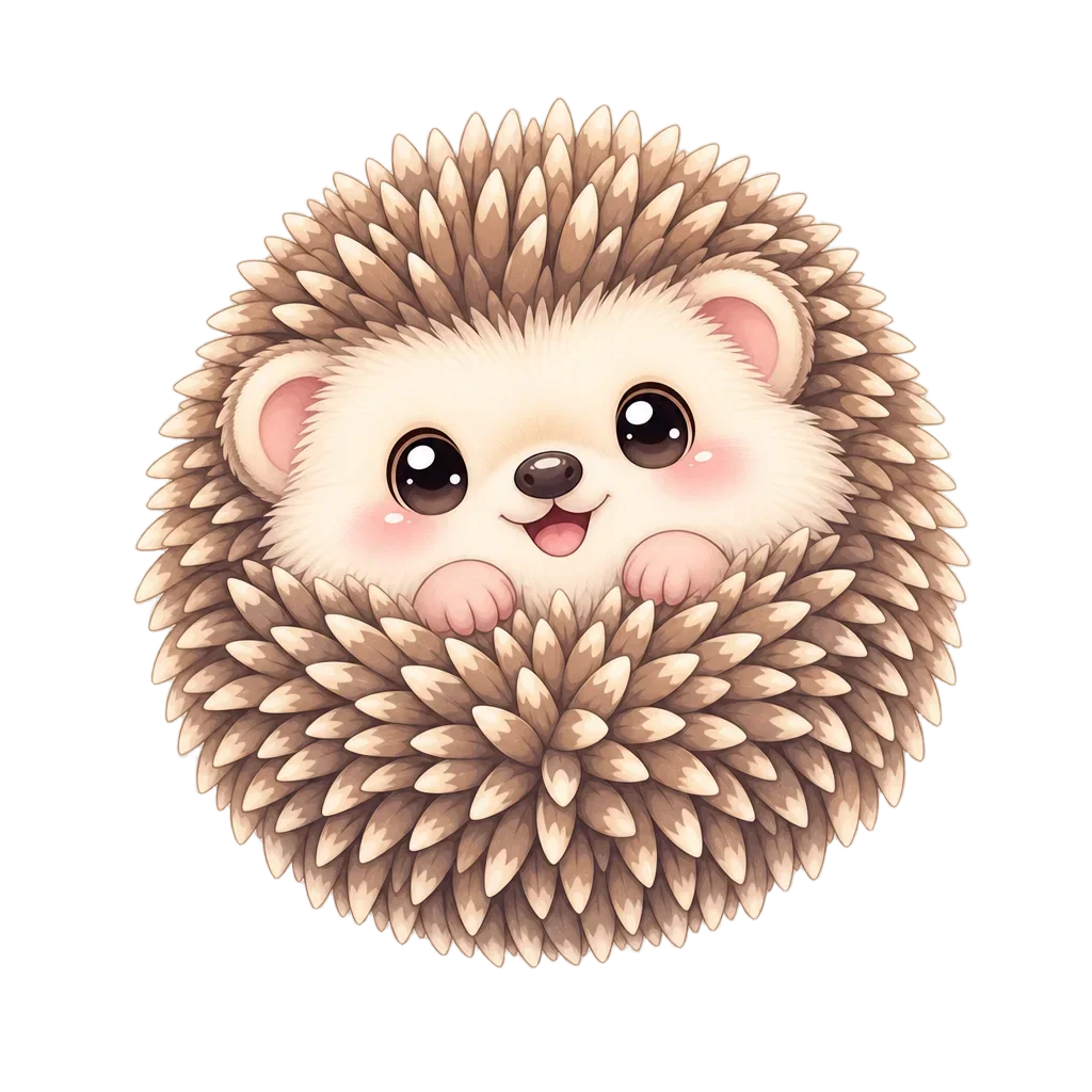 Cute Kawaii Hedgehog Curled Into Ball — free clip art
