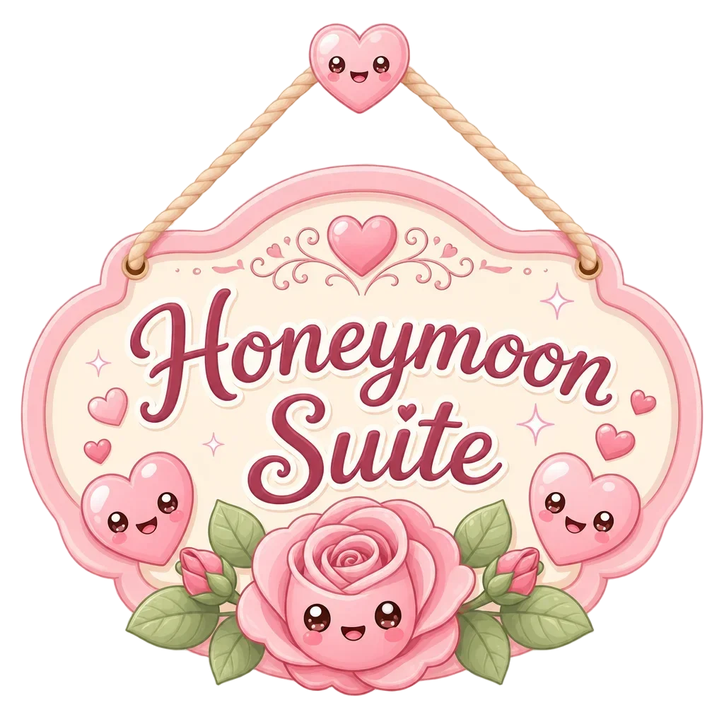 Kawaii Honeymoon Suite Door Sign with Hearts — free clip art