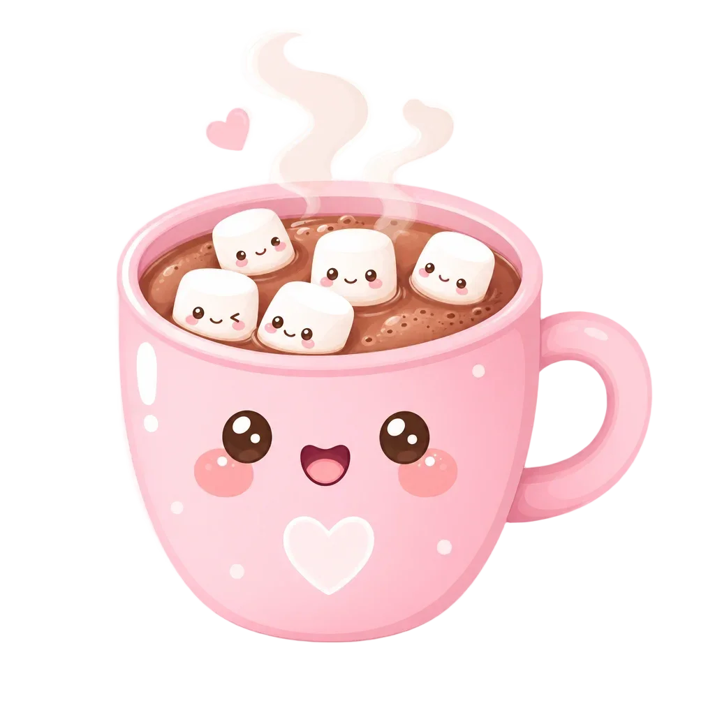 Kawaii Hot Cocoa with Marshmallows — free clip art